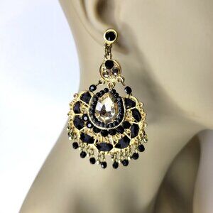 Black and Gold Bold Statement Earrings